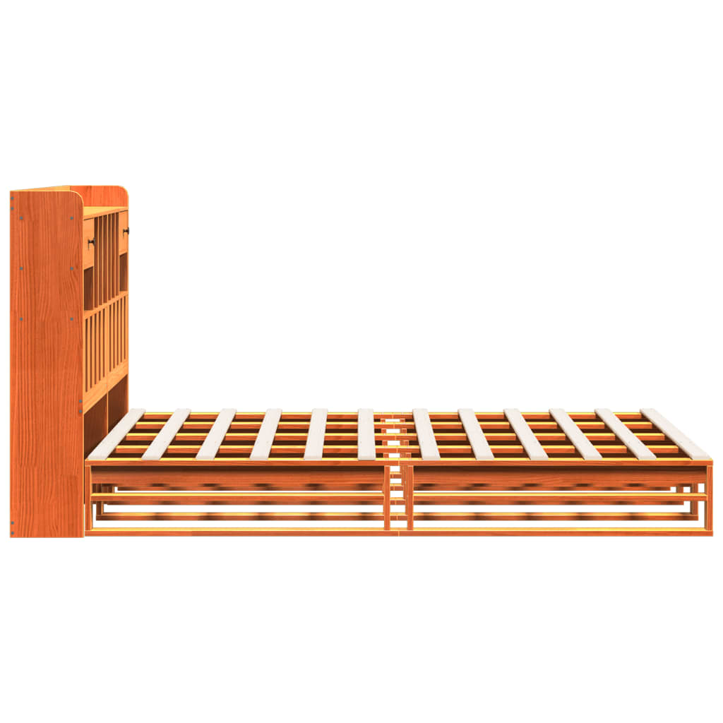 Bed met boekenkast zonder matras grenenhout wasbruin 140x190 cm is nu te koop bij PeponiXL, paradijselijk wonen!
