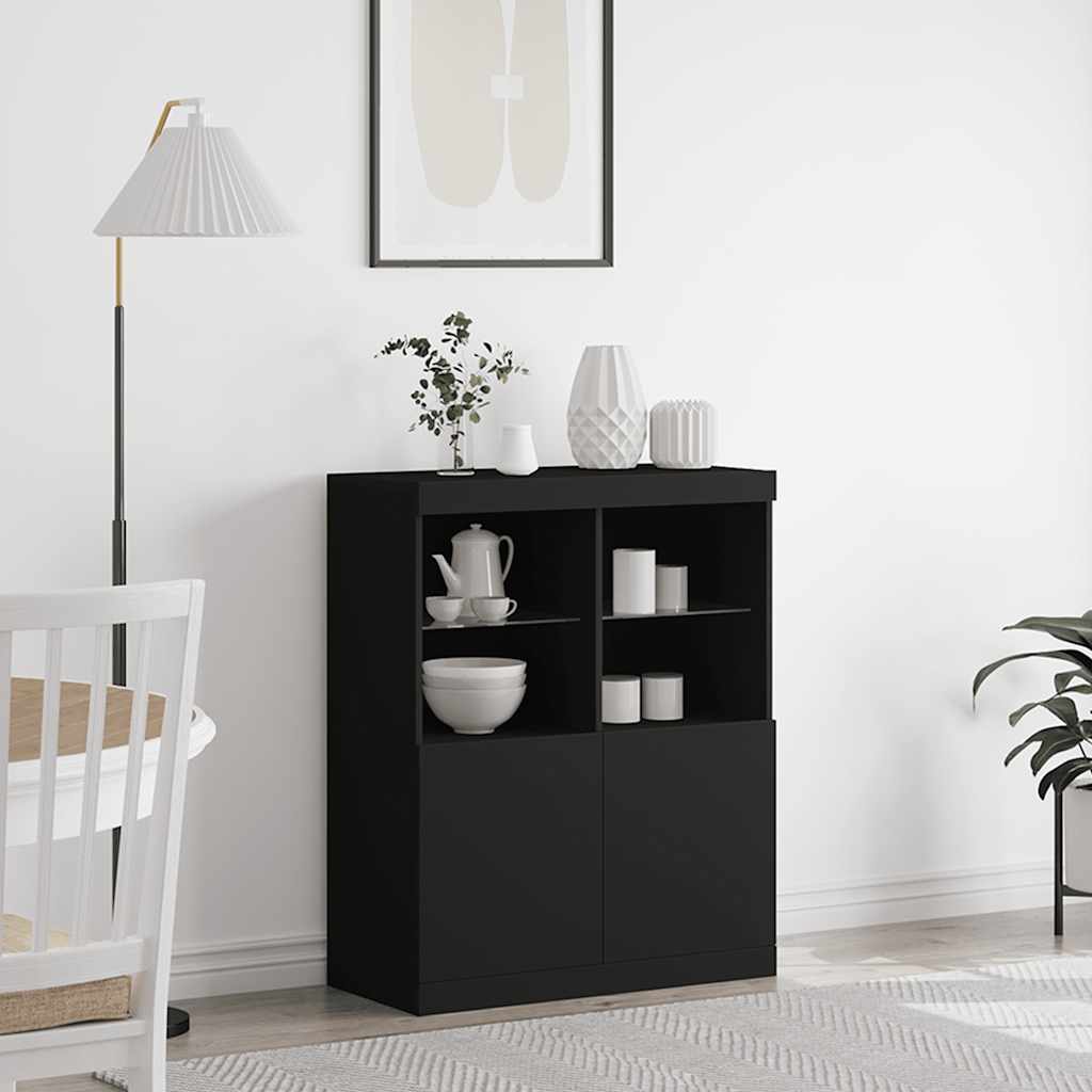 Dressoir 81x37x100 cm bewerkt hout zwart is nu te koop bij PeponiXL, paradijselijk wonen!