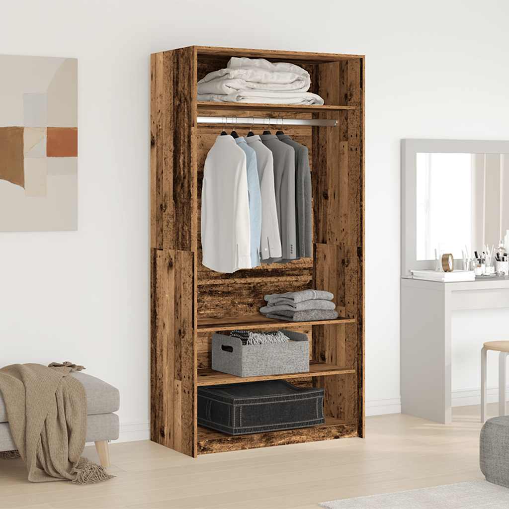Kledingkast 100x50x200 cm bewerkt hout oud hout is nu te koop bij PeponiXL, paradijselijk wonen!