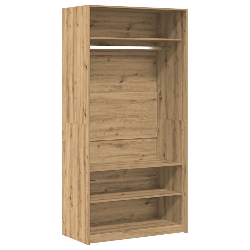 Kledingkast 100x50x200 cm bewerkt hout artisanaal eikenkleurig is nu te koop bij PeponiXL, paradijselijk wonen!