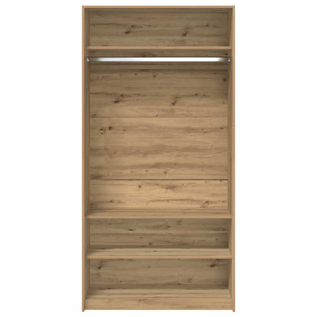 Kledingkast 100x50x200 cm bewerkt hout artisanaal eikenkleurig is nu te koop bij PeponiXL, paradijselijk wonen!