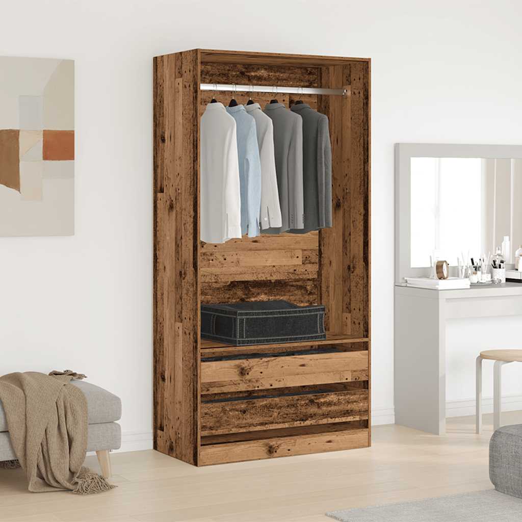Kledingkast 100x50x200 cm bewerkt hout oud hout is nu te koop bij PeponiXL, paradijselijk wonen!