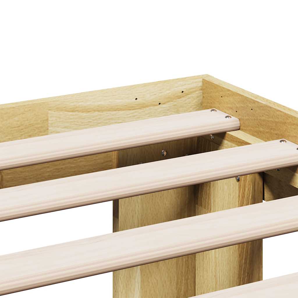 Bedframe zonder matras 75x190 cm massief hout eiken is nu te koop bij PeponiXL, paradijselijk wonen!