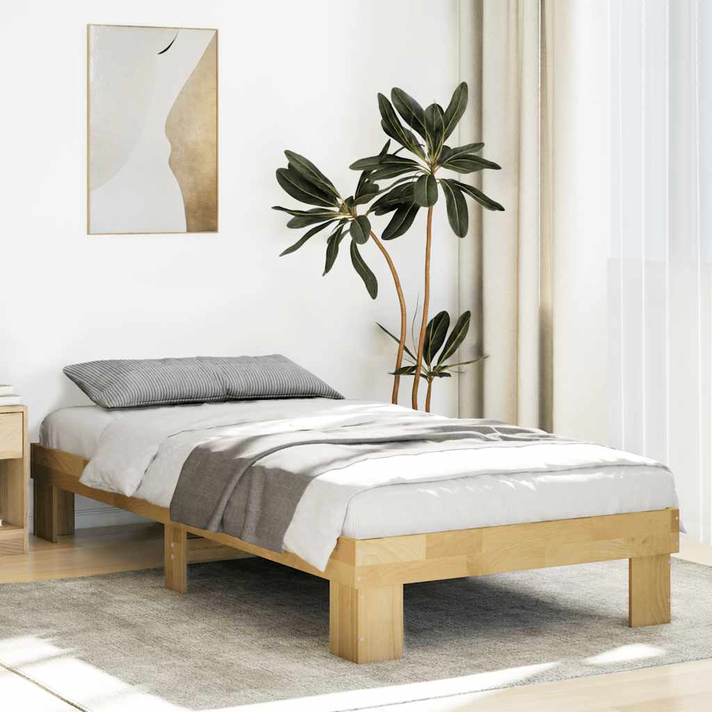 Bedframe zonder matras 75x190 cm massief hout eiken is nu te koop bij PeponiXL, paradijselijk wonen!