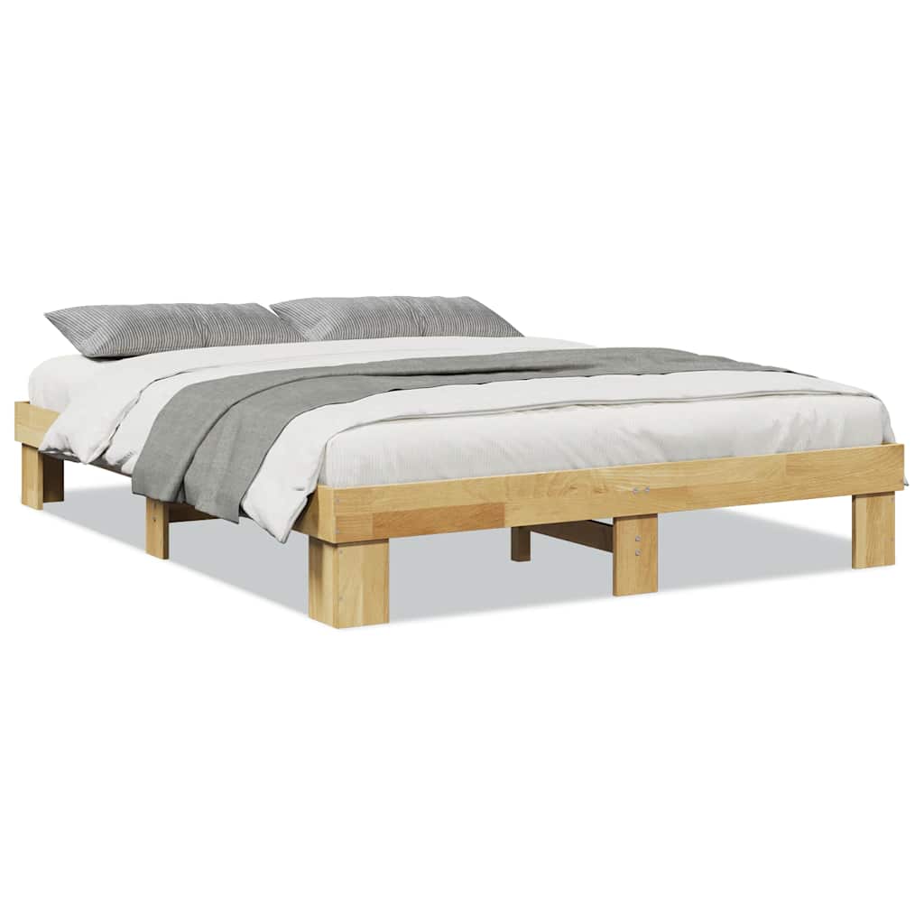 Bedframe zonder matras 135x190 cm massief eikenhout is nu te koop bij PeponiXL, paradijselijk wonen!