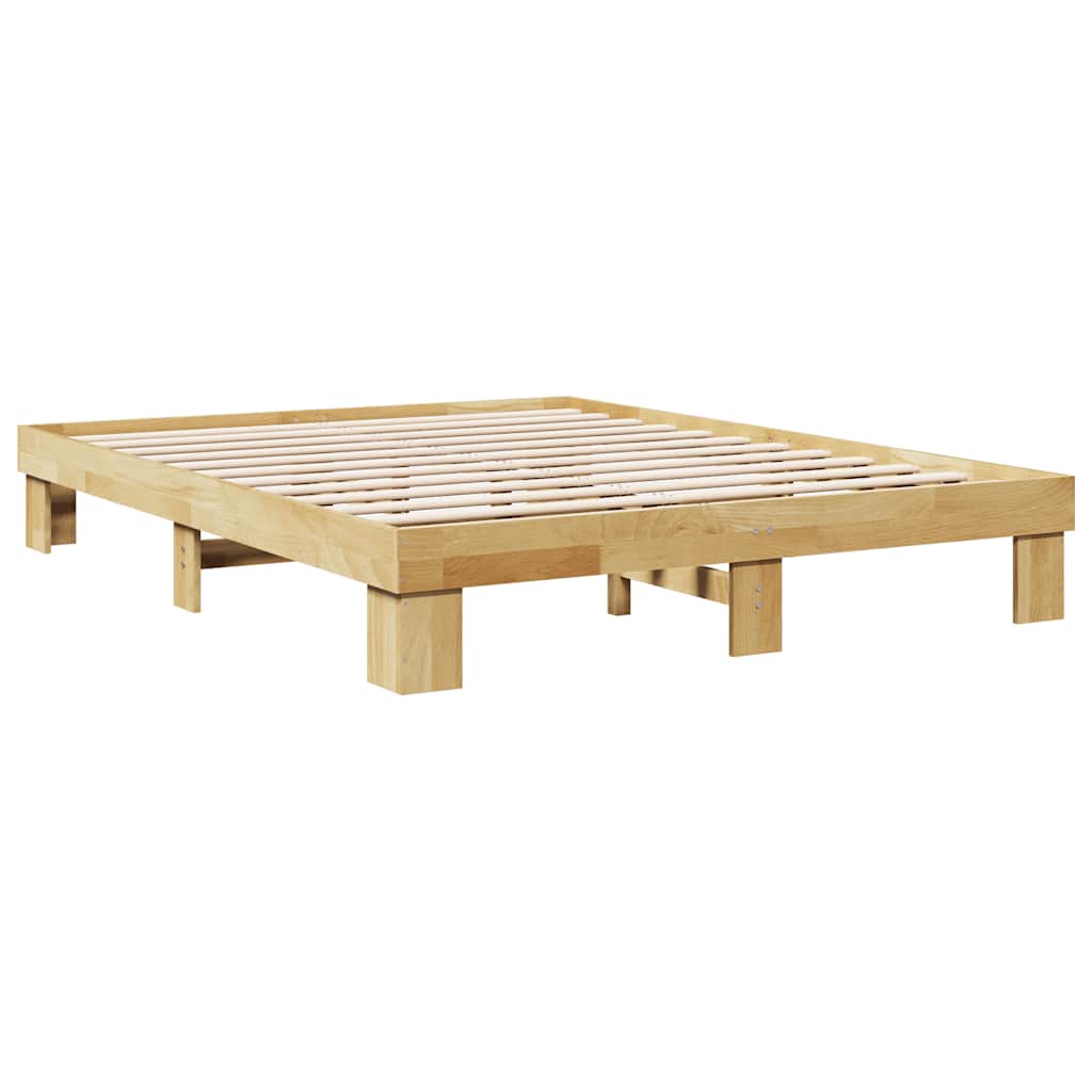 Bedframe zonder matras 135x190 cm massief eikenhout is nu te koop bij PeponiXL, paradijselijk wonen!