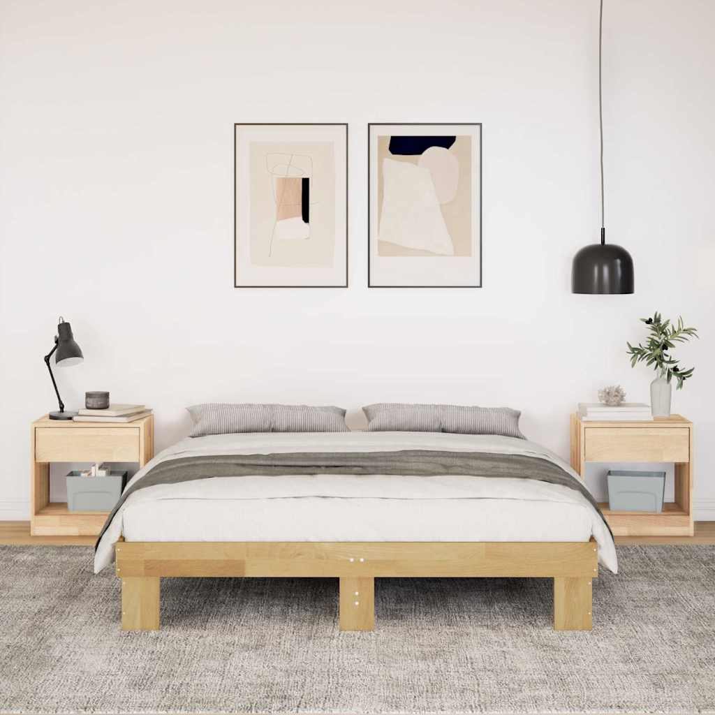 Bedframe zonder matras 135x190 cm massief eikenhout is nu te koop bij PeponiXL, paradijselijk wonen!