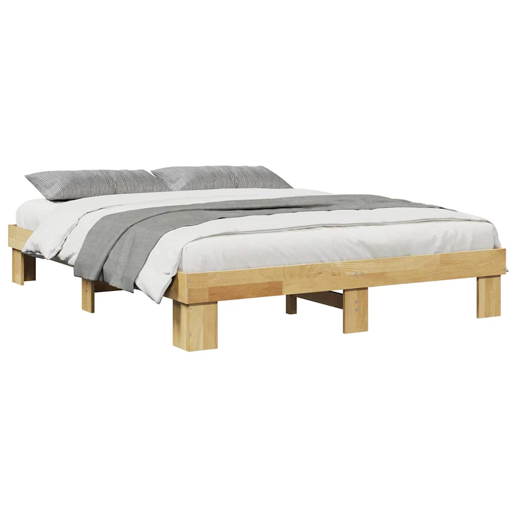 Bedframe zonder matras 135x190 cm massief eikenhout is nu te koop bij PeponiXL, paradijselijk wonen!