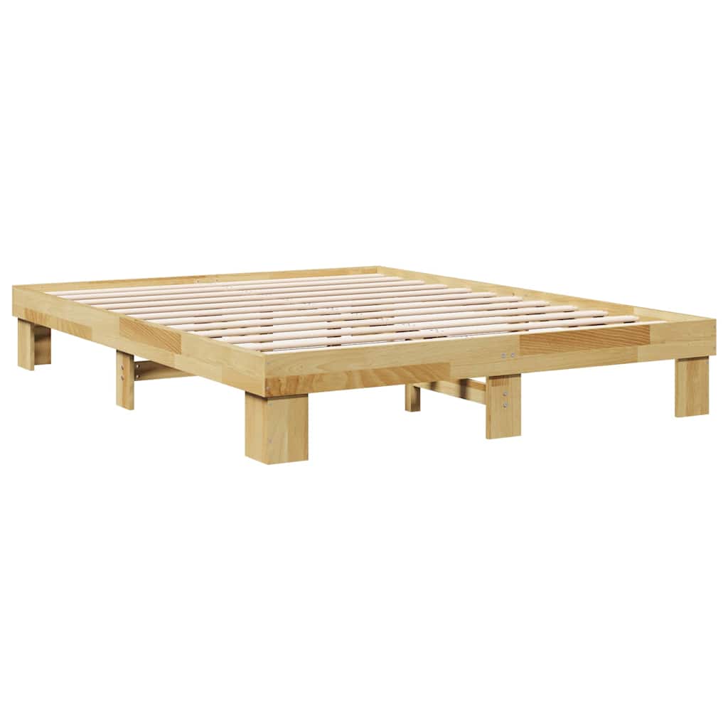 Bedframe zonder matras 135x190 cm massief eikenhout is nu te koop bij PeponiXL, paradijselijk wonen!