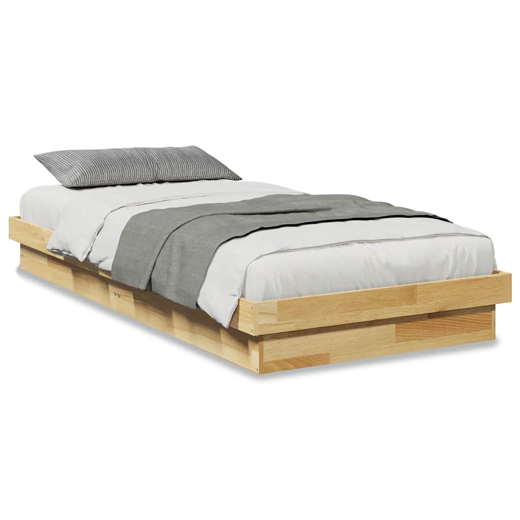 Bedframe zonder matras 100x200 cm massief hout eiken is nu te koop bij PeponiXL, paradijselijk wonen!