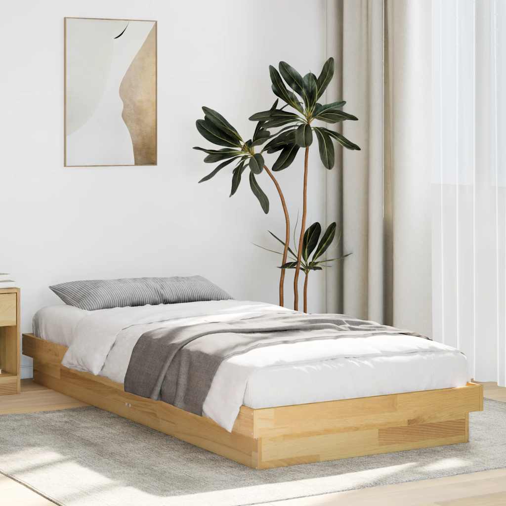 Bedframe zonder matras 75x190 cm massief hout eiken is nu te koop bij PeponiXL, paradijselijk wonen!