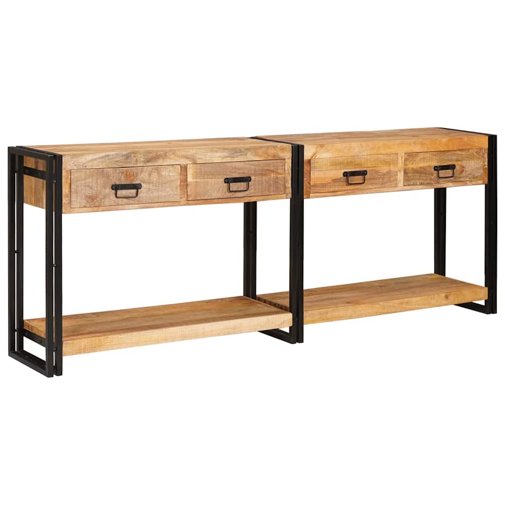 Wandtafels 2 pcs Bruin 200 x 33 x 75 cm Massief Mango Hout is nu te koop bij PeponiXL, paradijselijk wonen!
