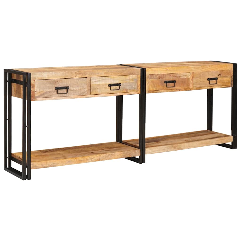 Wandtafels 2 pcs Bruin 200 x 33 x 75 cm Massief Mango Hout is nu te koop bij PeponiXL, paradijselijk wonen!