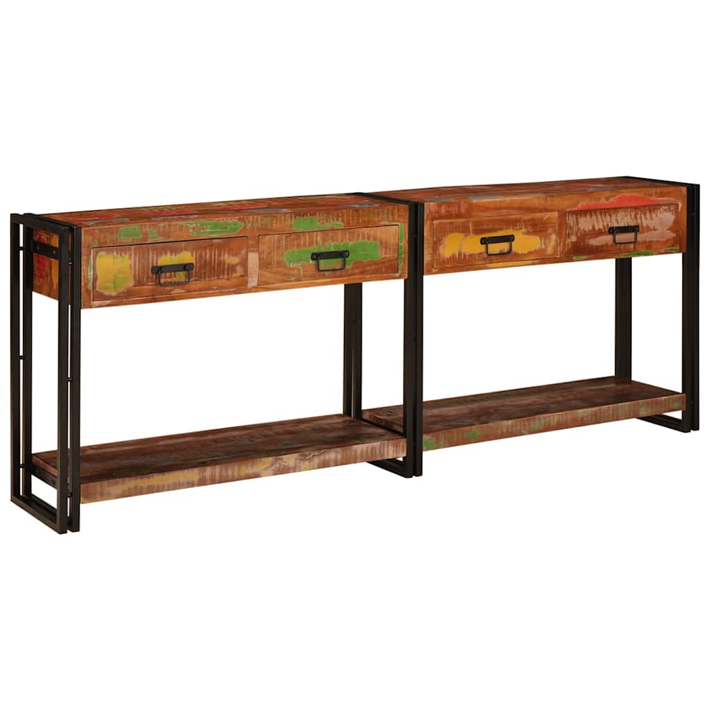 Wandtafels met lade 2 pcs Multikleur Massief Gerecycled Hout is nu te koop bij PeponiXL, paradijselijk wonen!