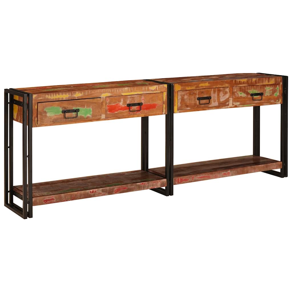 Wandtafels met lade 2 pcs Multikleur Massief Gerecycled Hout is nu te koop bij PeponiXL, paradijselijk wonen!