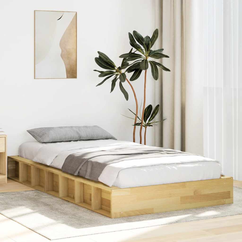 Bedframe zonder matras 100x200 cm massief hout eiken is nu te koop bij PeponiXL, paradijselijk wonen!