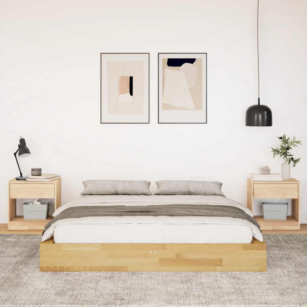 Bedframe zonder matras 140x200 cm massief hout eiken is nu te koop bij PeponiXL, paradijselijk wonen!