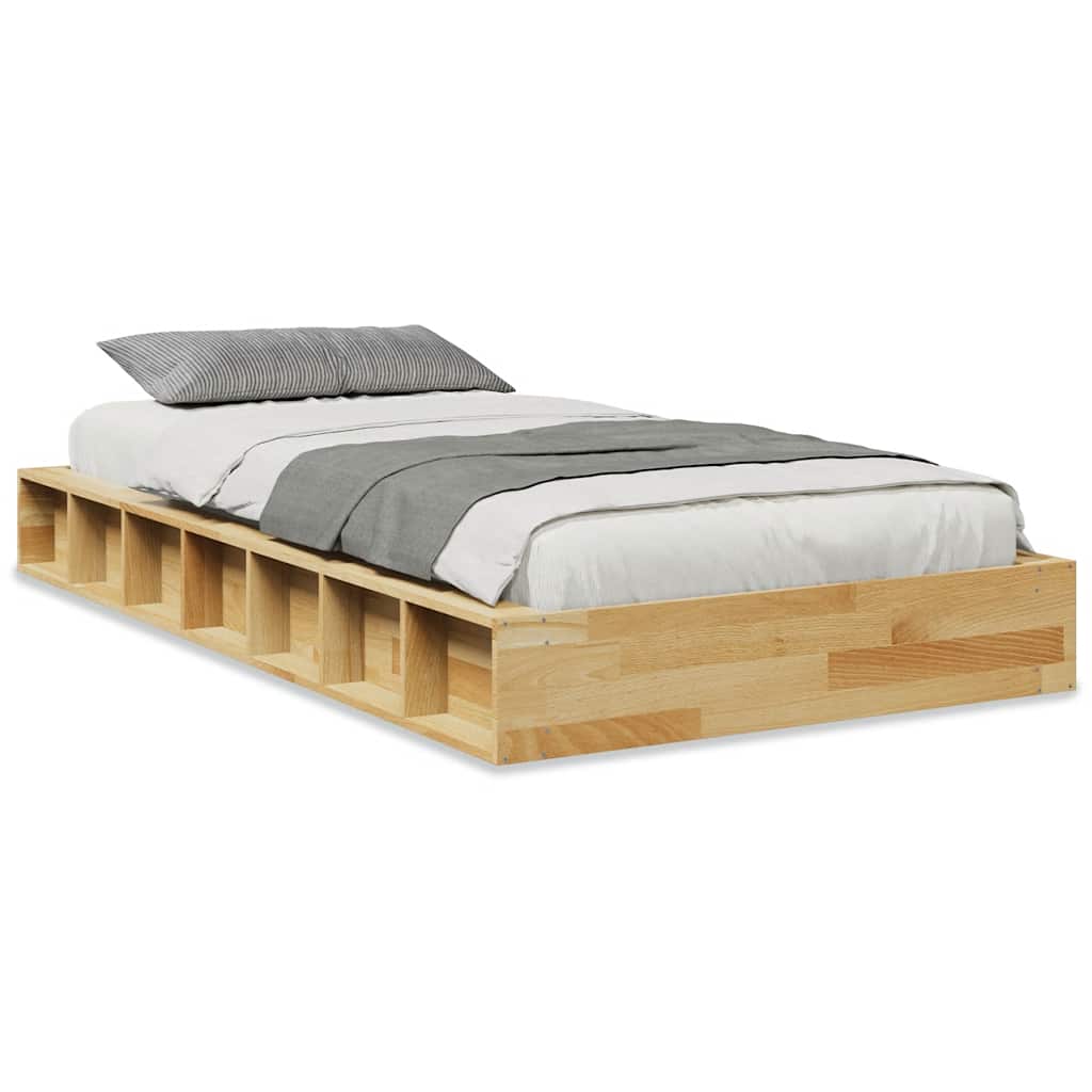 Bedframe zonder matras 90x190 cm massief hout eiken is nu te koop bij PeponiXL, paradijselijk wonen!