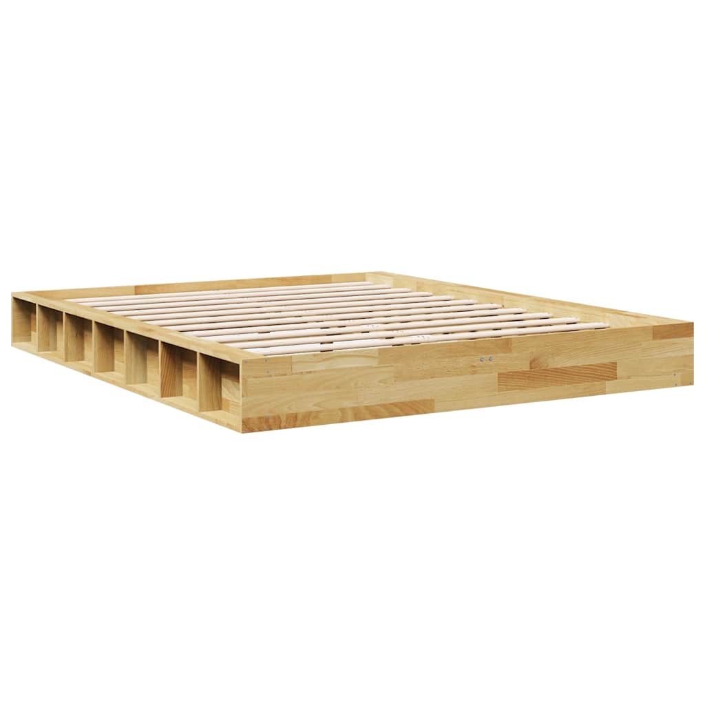 Bedframe zonder matras 140x190 cm massief hout eiken is nu te koop bij PeponiXL, paradijselijk wonen!