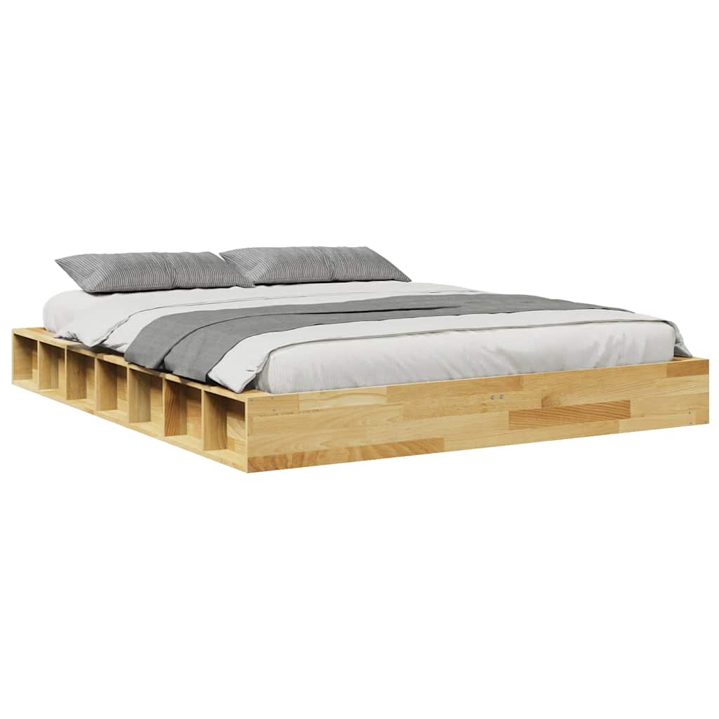 Bedframe zonder matras 140x190 cm massief hout eiken is nu te koop bij PeponiXL, paradijselijk wonen!
