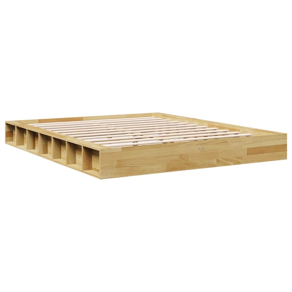 Bedframe zonder matras 140x190 cm massief hout eiken is nu te koop bij PeponiXL, paradijselijk wonen!