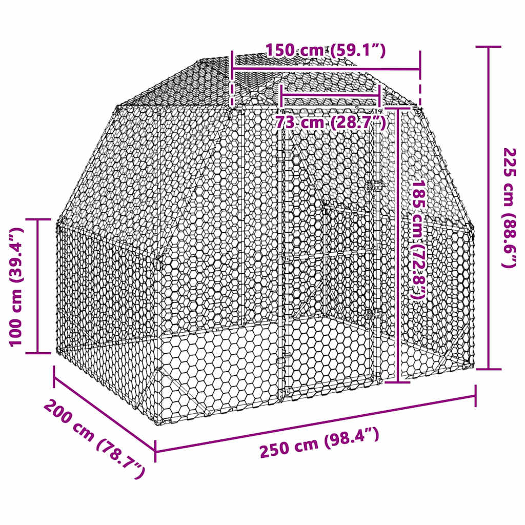 Kippenren 2,5x2x2,25 m gegalvaniseerd staal is nu te koop bij PeponiXL, paradijselijk wonen!