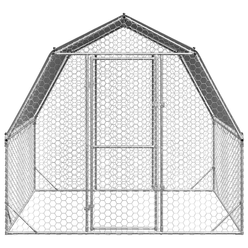 Kippenren met dak 2,5x2x2,25 m gegalvaniseerd staal is nu te koop bij PeponiXL, paradijselijk wonen!