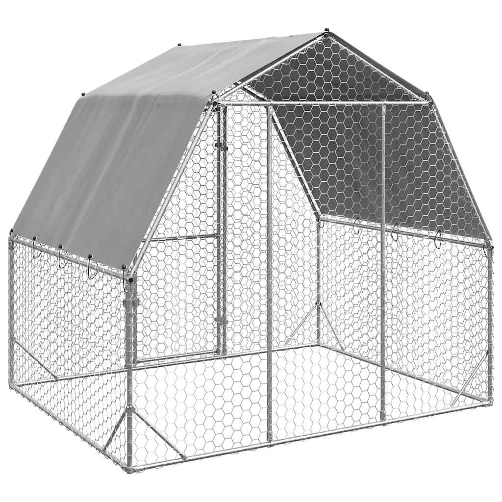 Kippenren met dak 2,5x2x2,25 m gegalvaniseerd staal is nu te koop bij PeponiXL, paradijselijk wonen!