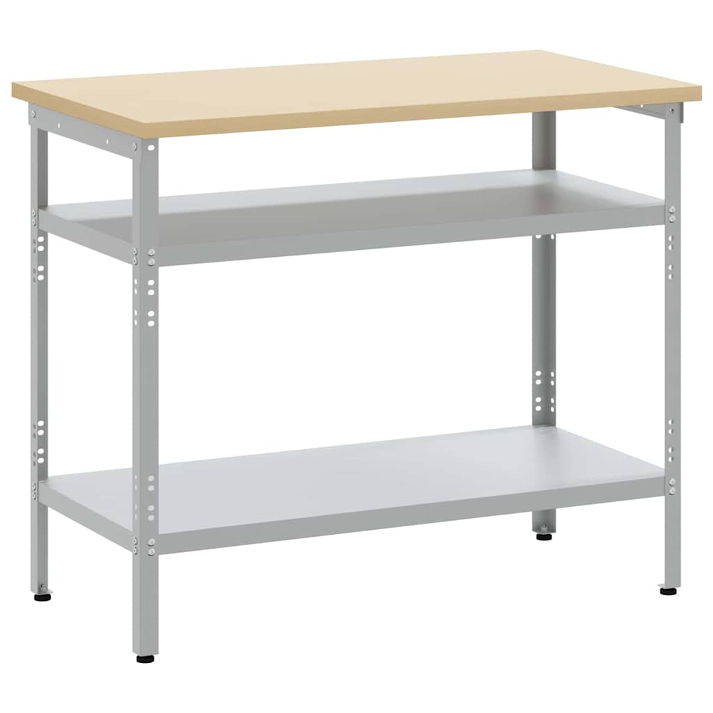 Werktafel met plank Grijs 100 x 55 x 85 cm Gepoedercoat staal is nu te koop bij PeponiXL, paradijselijk wonen!