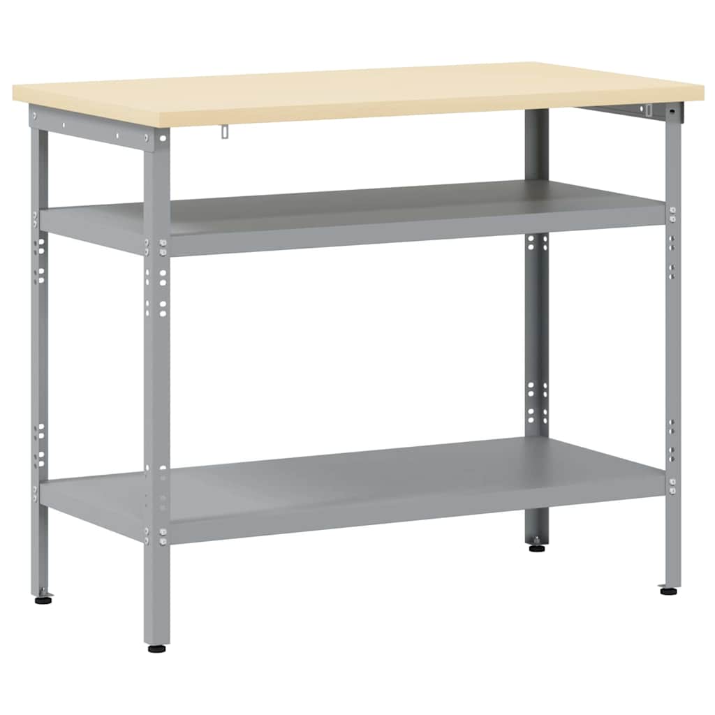 Werktafel met plank Grijs 100 x 55 x 85 cm Gepoedercoat staal is nu te koop bij PeponiXL, paradijselijk wonen!