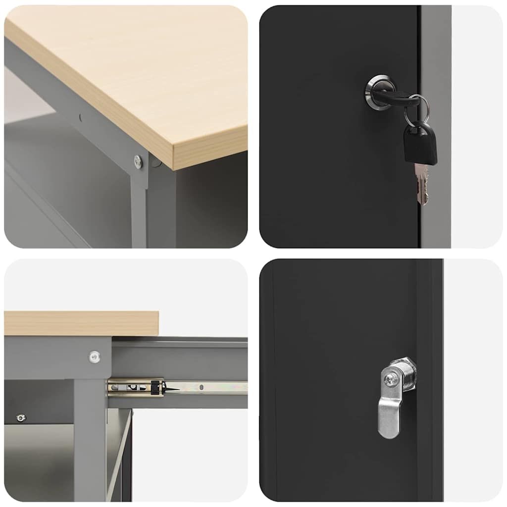 Werkbank met lade met plank Zwart en Grijs 100 x 55 x 85 cm is nu te koop bij PeponiXL, paradijselijk wonen!