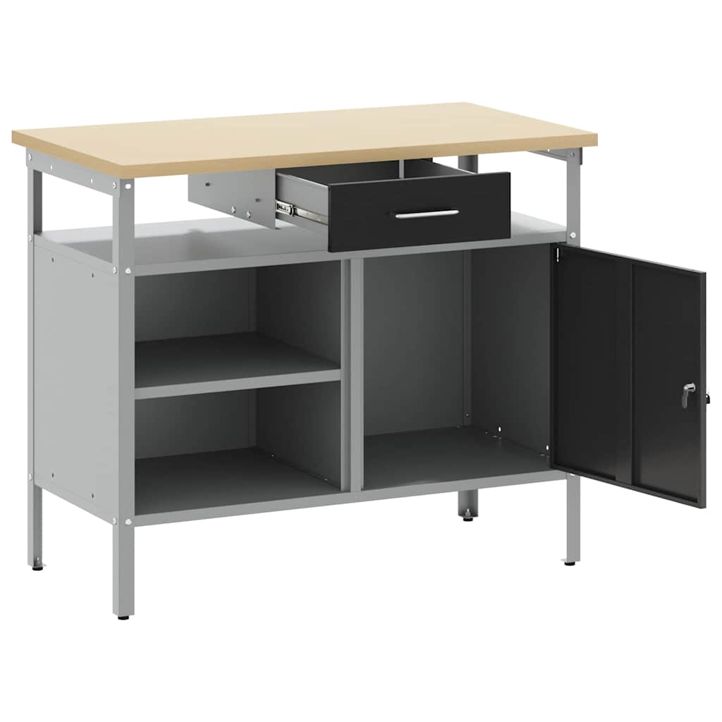 Werkbank met lade met plank Zwart en Grijs 100 x 55 x 85 cm is nu te koop bij PeponiXL, paradijselijk wonen!