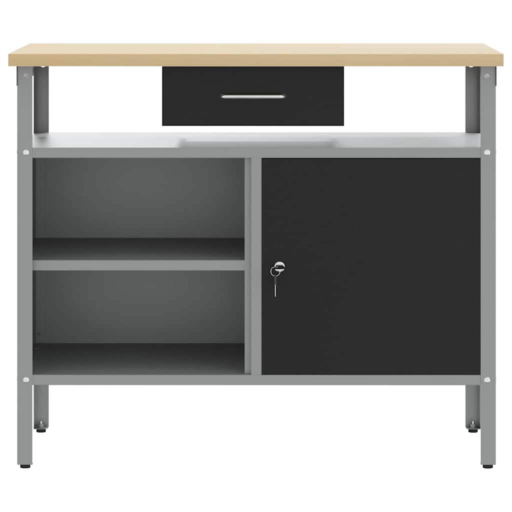 Werkbank met lade met plank Zwart en Grijs 100 x 55 x 85 cm is nu te koop bij PeponiXL, paradijselijk wonen!
