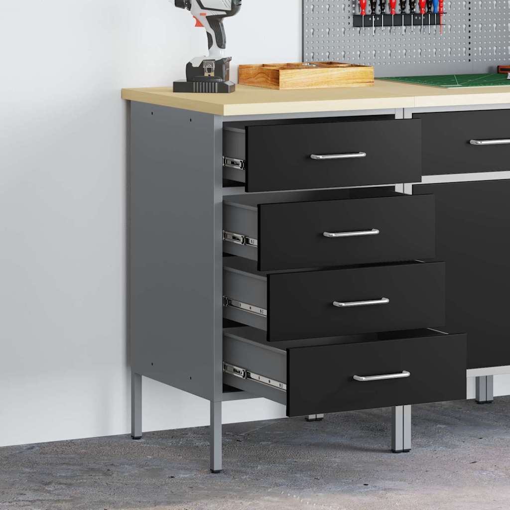 Werkbank met lade met opslag Zwart en Grijs 50 x 55 x 85 cm is nu te koop bij PeponiXL, paradijselijk wonen!