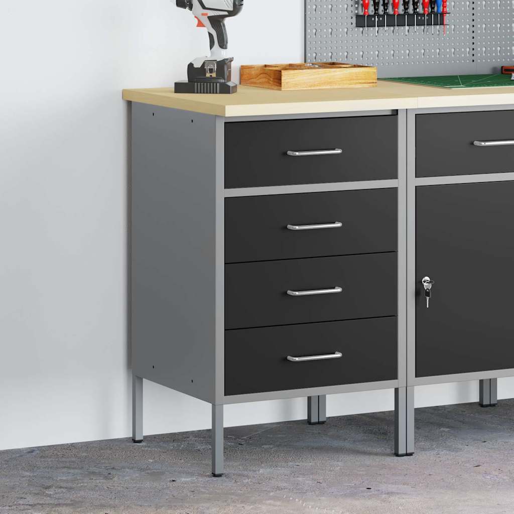 Werkbank met lade met opslag Zwart en Grijs 50 x 55 x 85 cm is nu te koop bij PeponiXL, paradijselijk wonen!