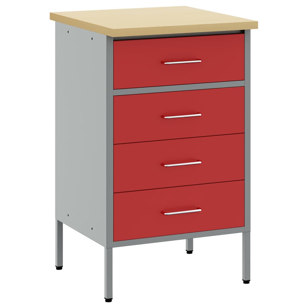 Werkbank Rood en Grijs 50 x 55 x 85 cm Engineered hout en staal is nu te koop bij PeponiXL, paradijselijk wonen!
