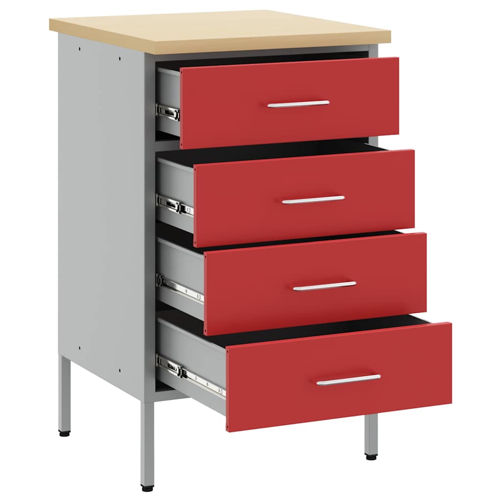 Werkbank Rood en Grijs 50 x 55 x 85 cm Engineered hout en staal is nu te koop bij PeponiXL, paradijselijk wonen!