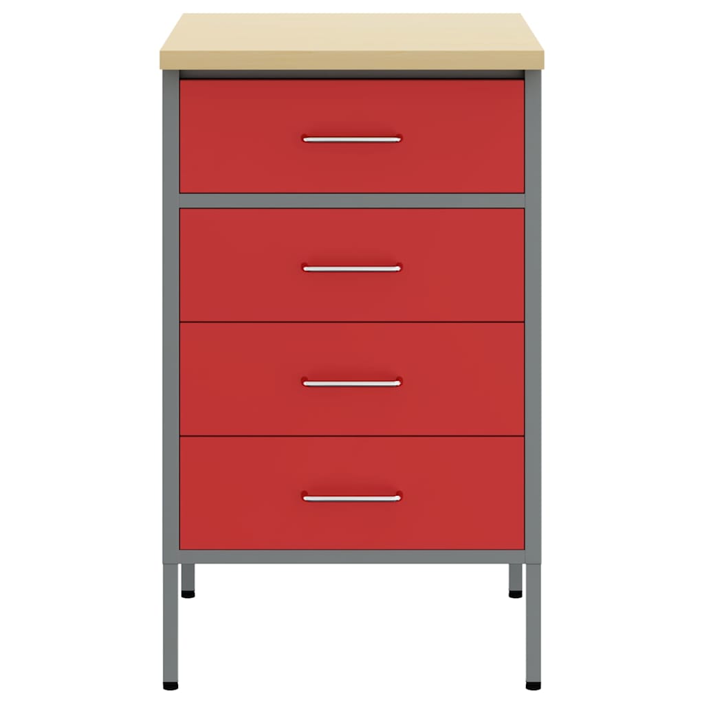 Werkbank Rood en Grijs 50 x 55 x 85 cm Engineered hout en staal is nu te koop bij PeponiXL, paradijselijk wonen!