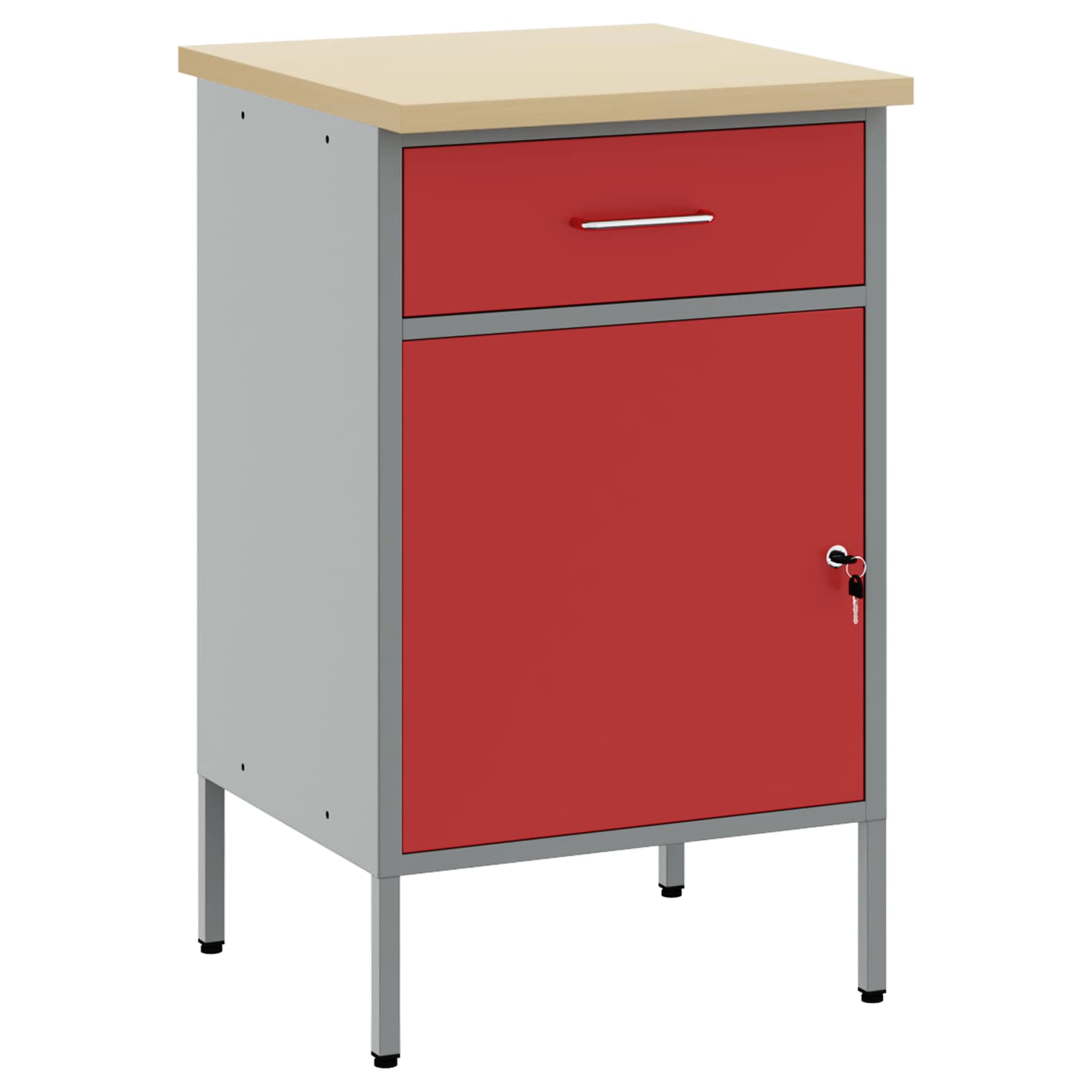 Werkbank Rood en Grijs 50 x 55 x 85 cm Engineered hout en staal is nu te koop bij PeponiXL, paradijselijk wonen!