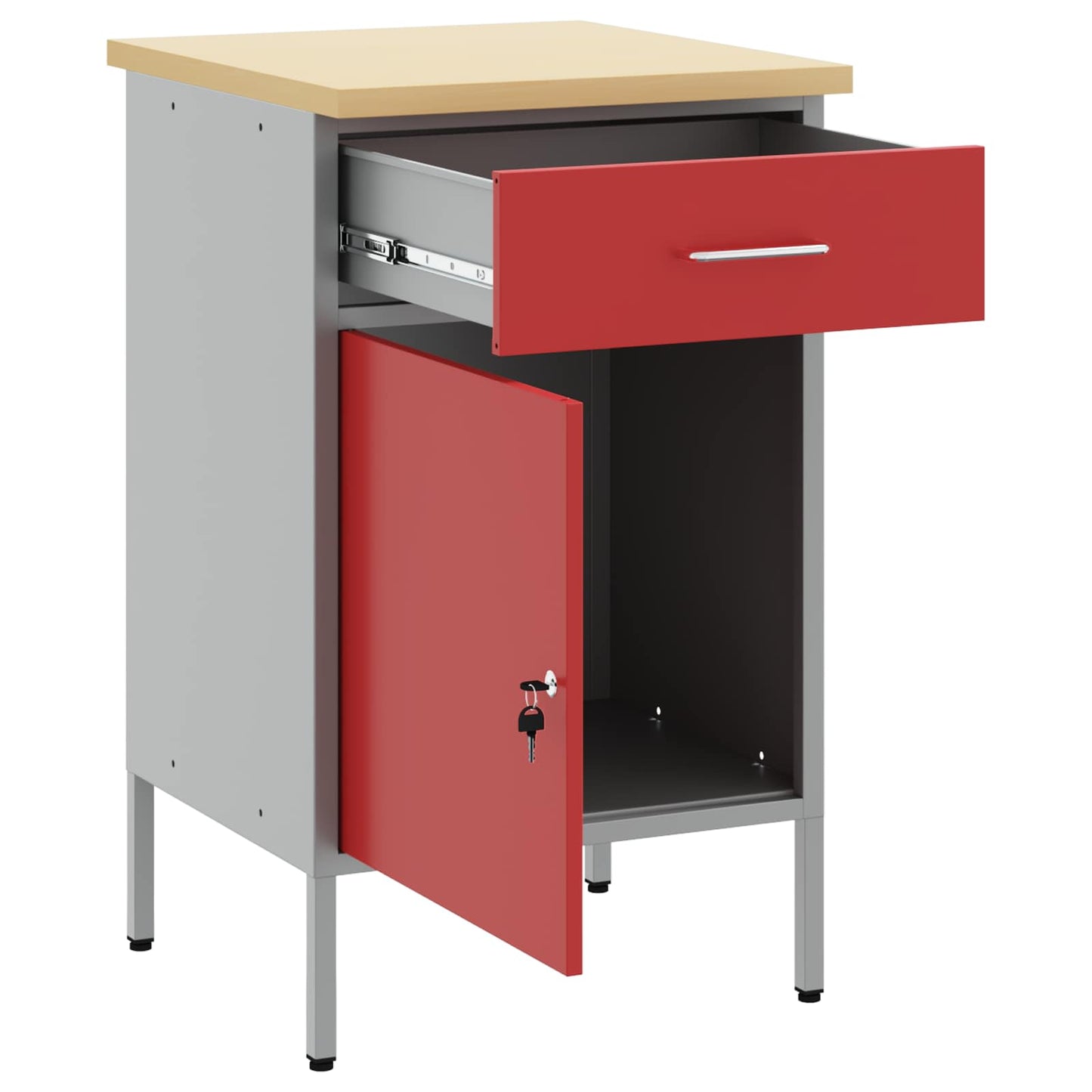 Werkbank Rood en Grijs 50 x 55 x 85 cm Engineered hout en staal is nu te koop bij PeponiXL, paradijselijk wonen!