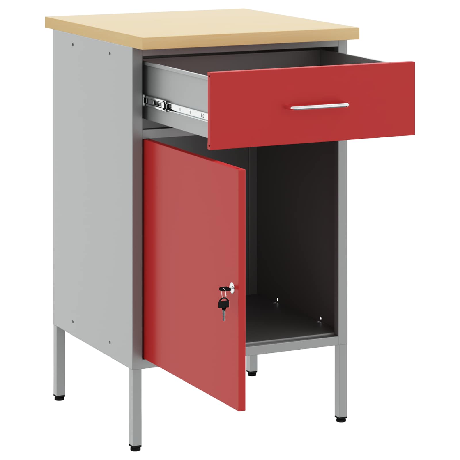 Werkbank Rood en Grijs 50 x 55 x 85 cm Engineered hout en staal is nu te koop bij PeponiXL, paradijselijk wonen!