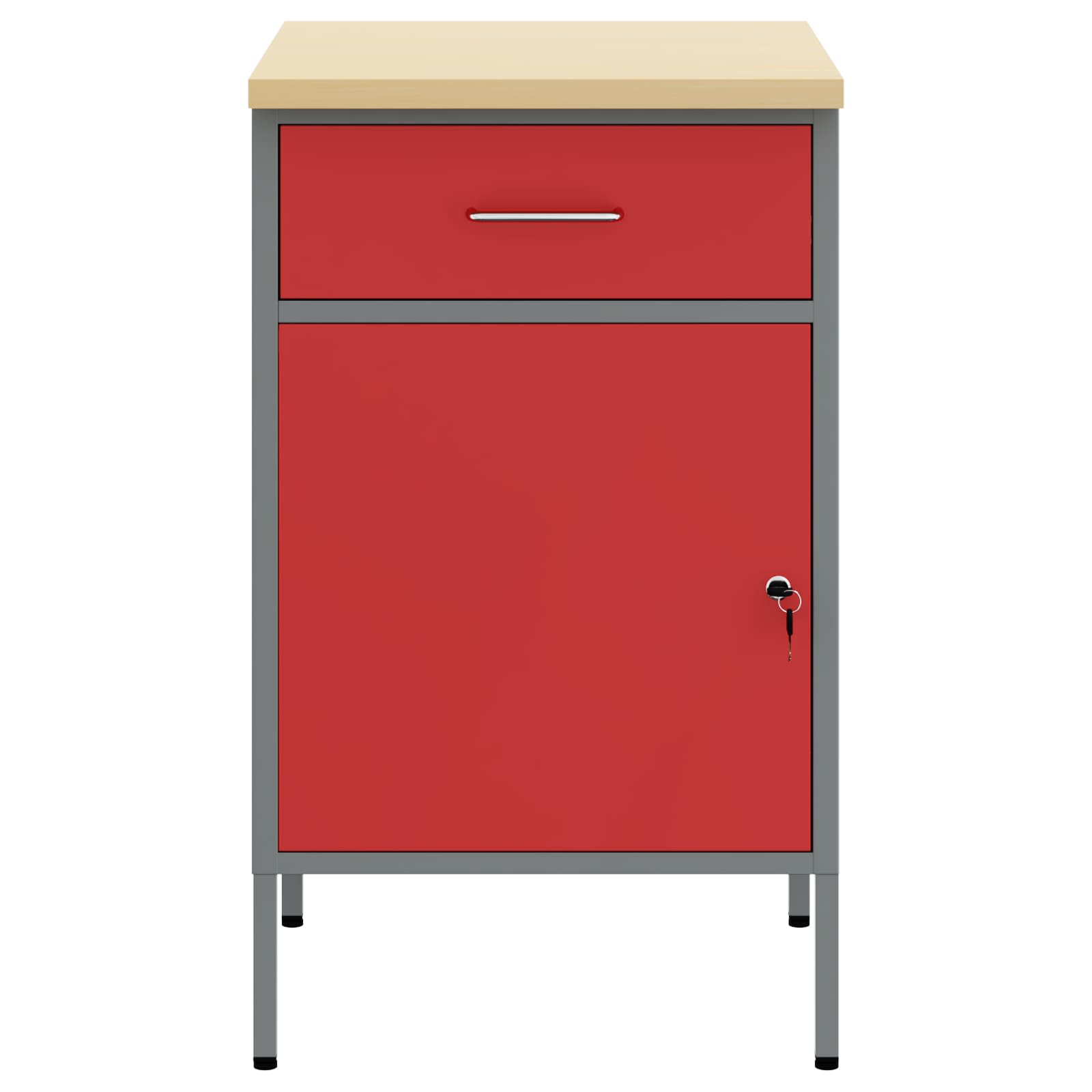 Werkbank Rood en Grijs 50 x 55 x 85 cm Engineered hout en staal is nu te koop bij PeponiXL, paradijselijk wonen!