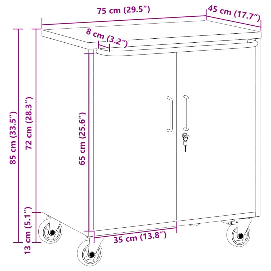Werkbank met plank met wiel Zwart en Grijs 75 x 45 x 85 cm is nu te koop bij PeponiXL, paradijselijk wonen!