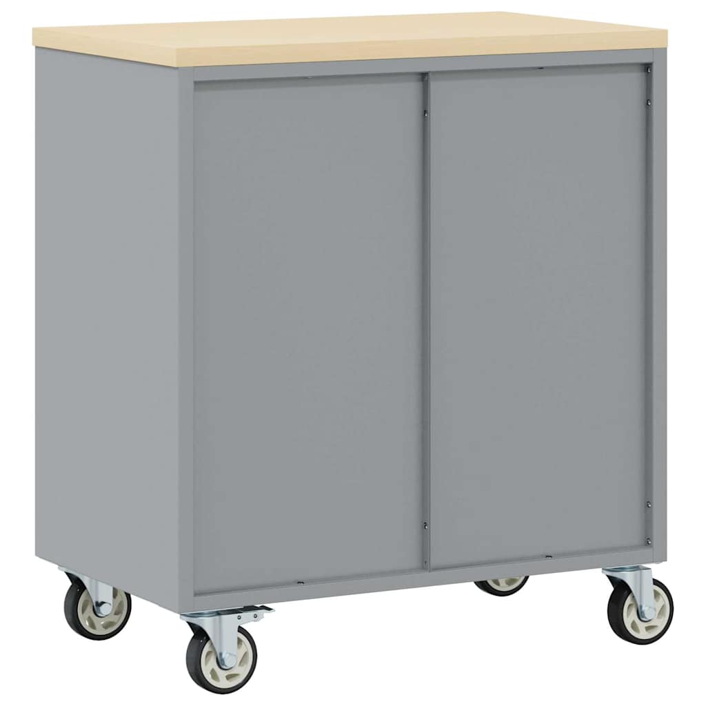 Werkbank Rood en Grijs 75 x 45 x 85 cm Engineered hout en staal is nu te koop bij PeponiXL, paradijselijk wonen!