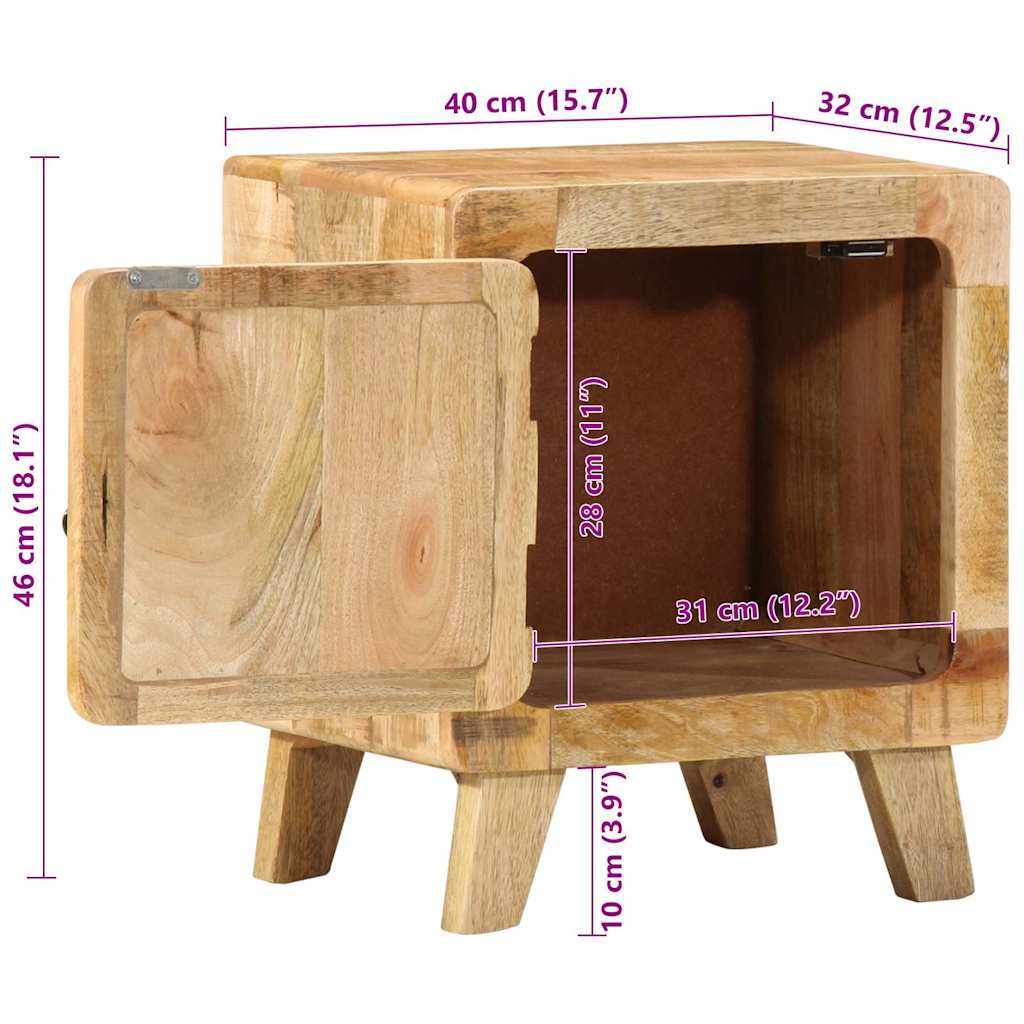 Nachtkastje 2 st 40x32x46 cm massief hout ruw mangohout is nu te koop bij PeponiXL, paradijselijk wonen!