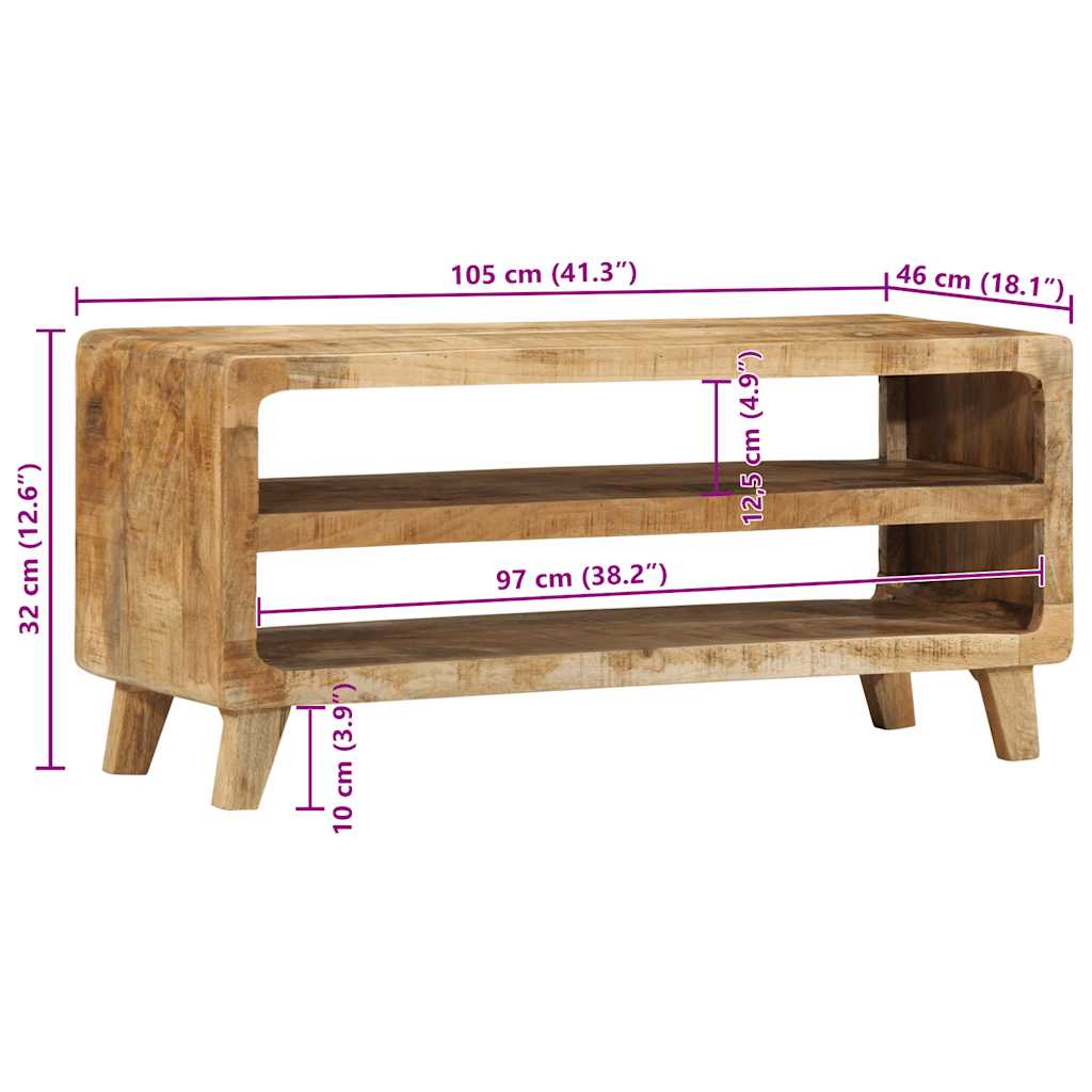 Tv-meubel 105x46x32 cm massief ruw mangohout is nu te koop bij PeponiXL, paradijselijk wonen!