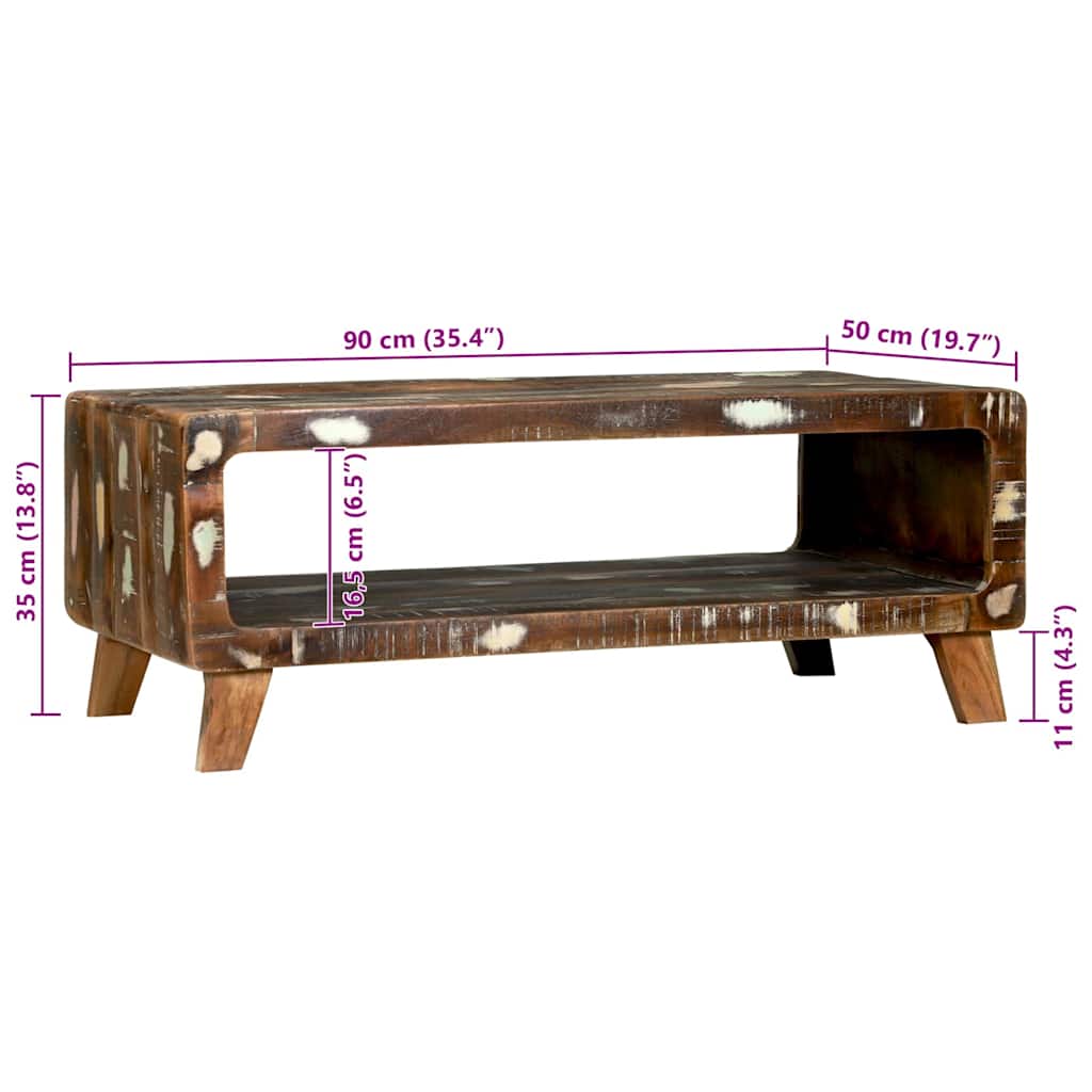 Salontafel Multikleur 90 x 50 x 35 cm Massief Gerecycled Hout is nu te koop bij PeponiXL, paradijselijk wonen!