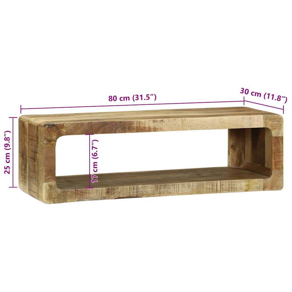 TV-kast met plank Bruin 80 x 30 x 25 cm Massief mangohout is nu te koop bij PeponiXL, paradijselijk wonen!