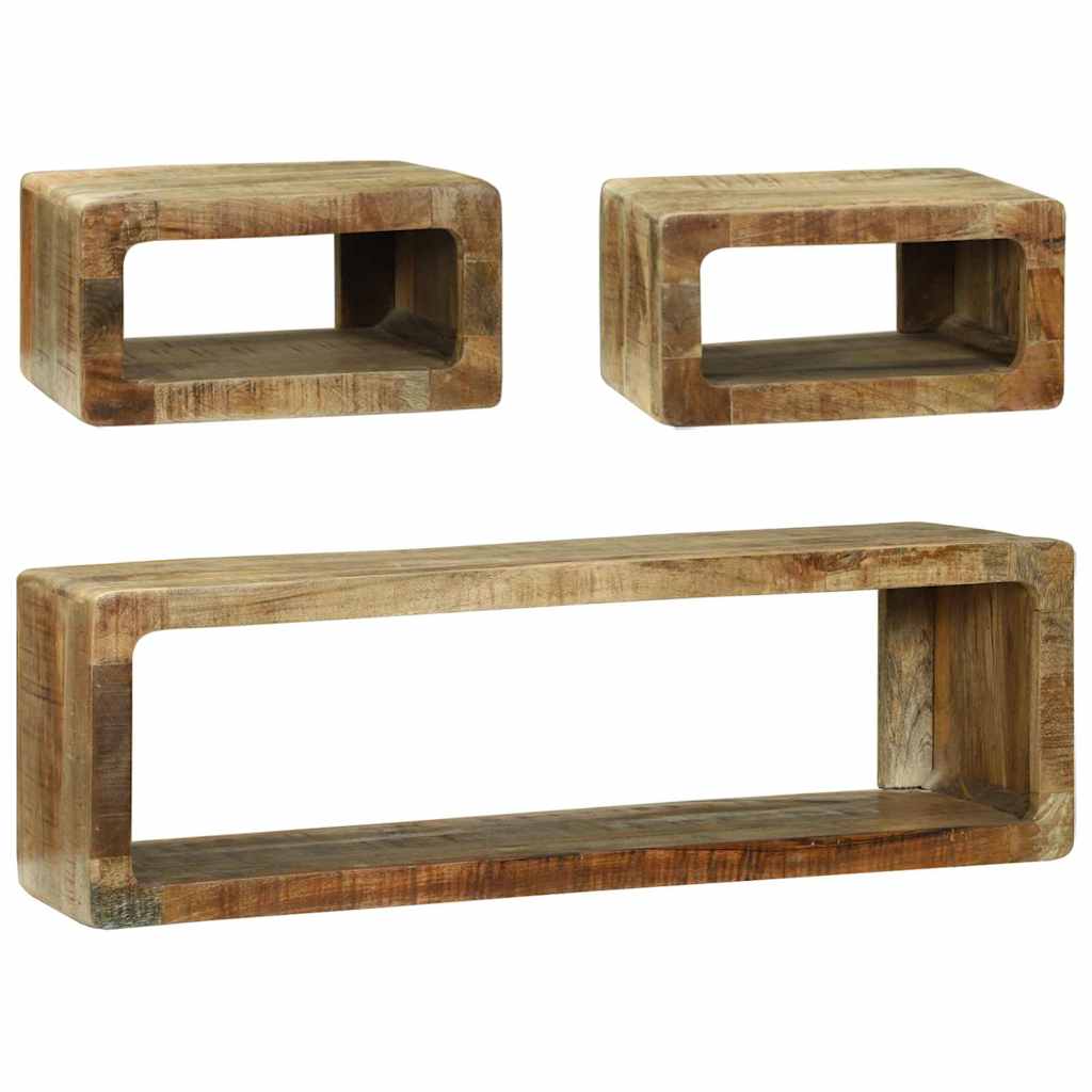 Tv-meubelset met plank met opslag 3 pcs Bruin Massief mangohout is nu te koop bij PeponiXL, paradijselijk wonen!