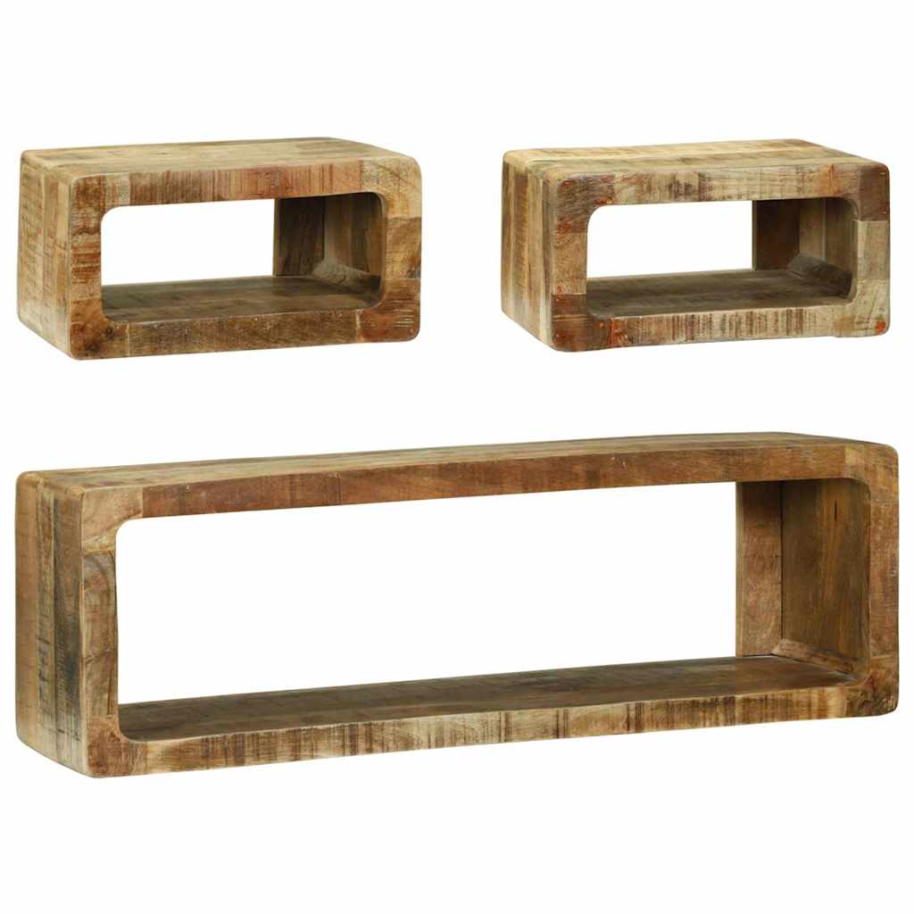 Tv-meubelset met plank met opslag 3 pcs Bruin Massief mangohout is nu te koop bij PeponiXL, paradijselijk wonen!